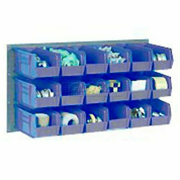 Global Industrial Wall Bin Rack Panel 36 x19, 8 Blue 8-1/4x11x7 Stacking Bins 550202BL